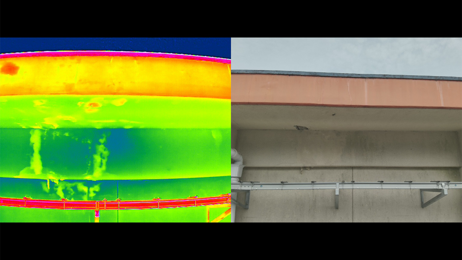 ドローンでの赤外線による太陽光パネル点検、外壁浸水点検、空撮の施工事例