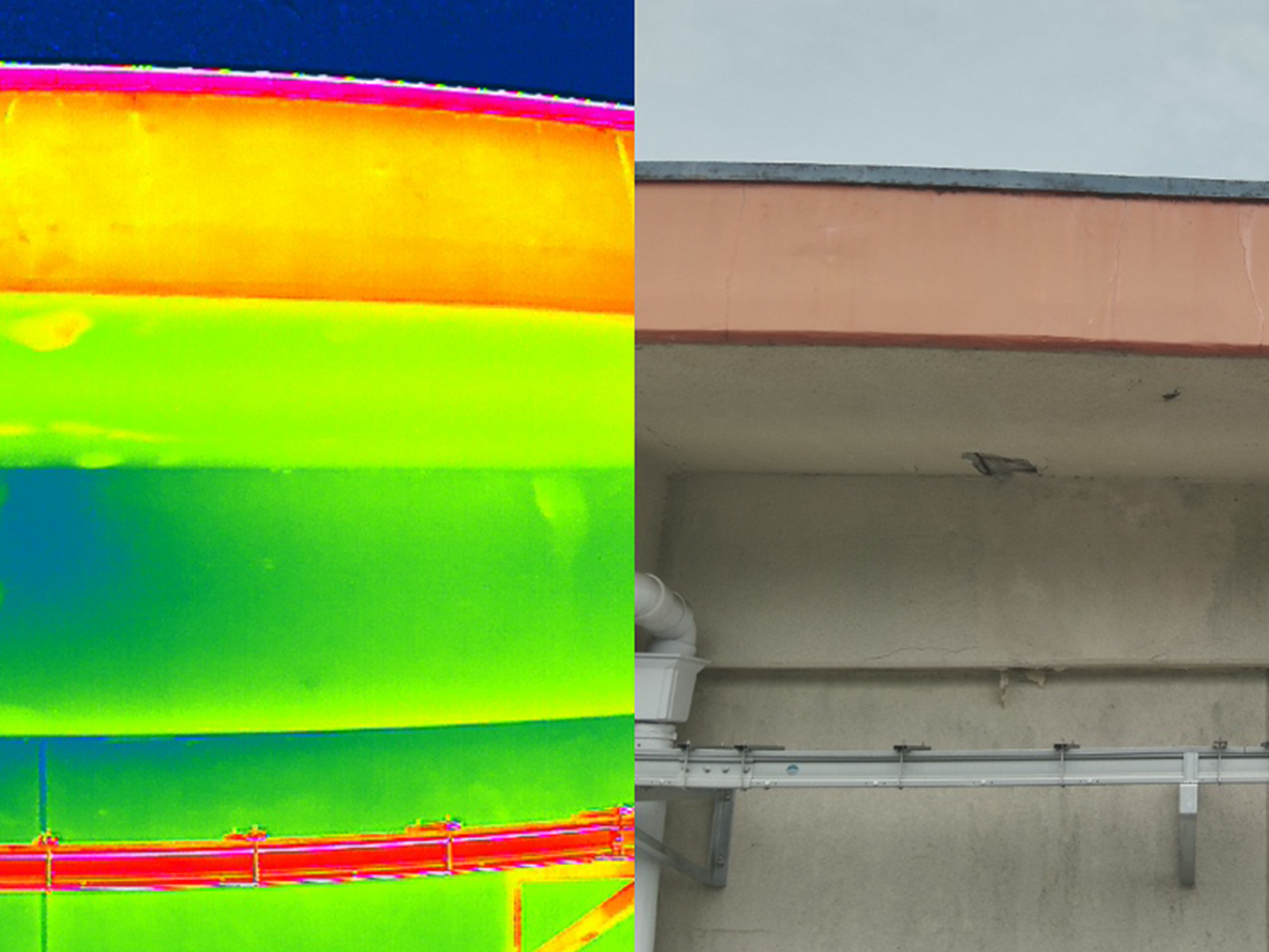 ドローンでの赤外線による太陽光パネル点検、外壁浸水点検、空撮の施工事例